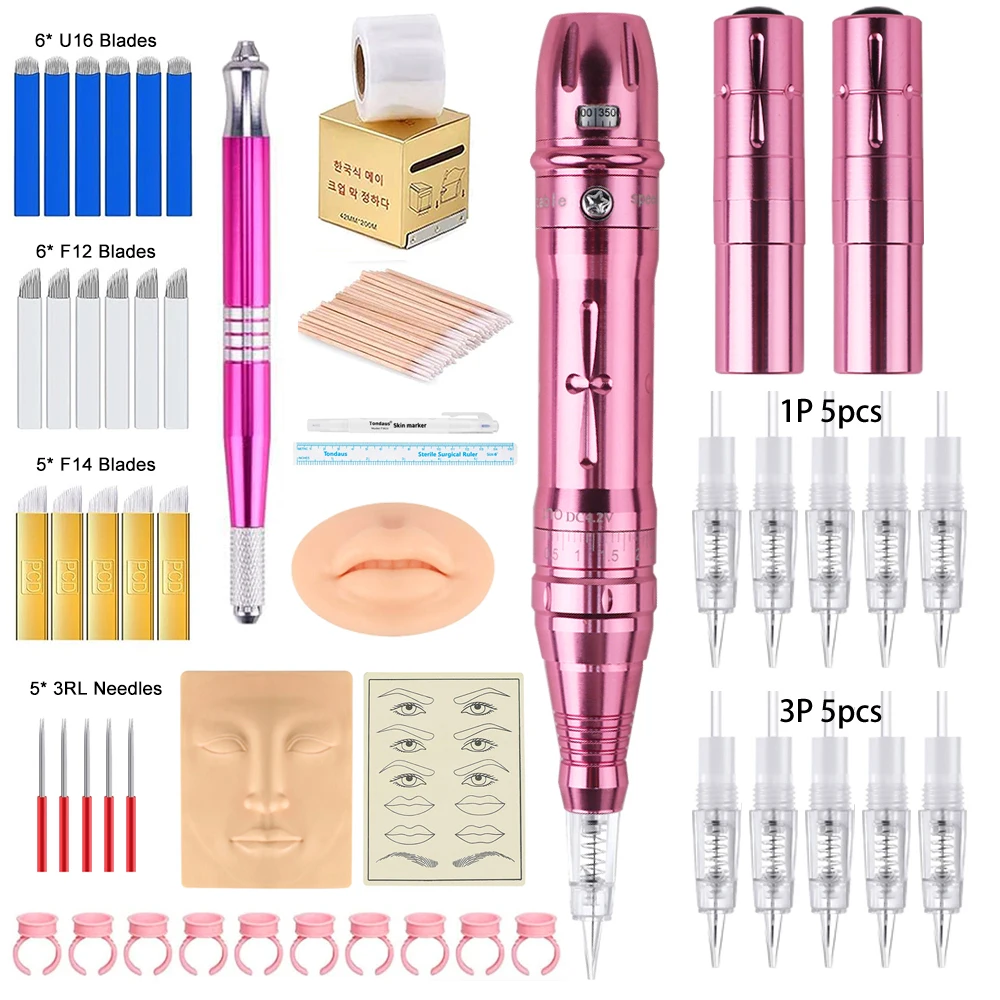 Wireless PMU Machine Permanent Makeup for Eyebrows Miroblading Eyeliner Lip Microshading Professional Rotary Tattoo Pen Gun Kit