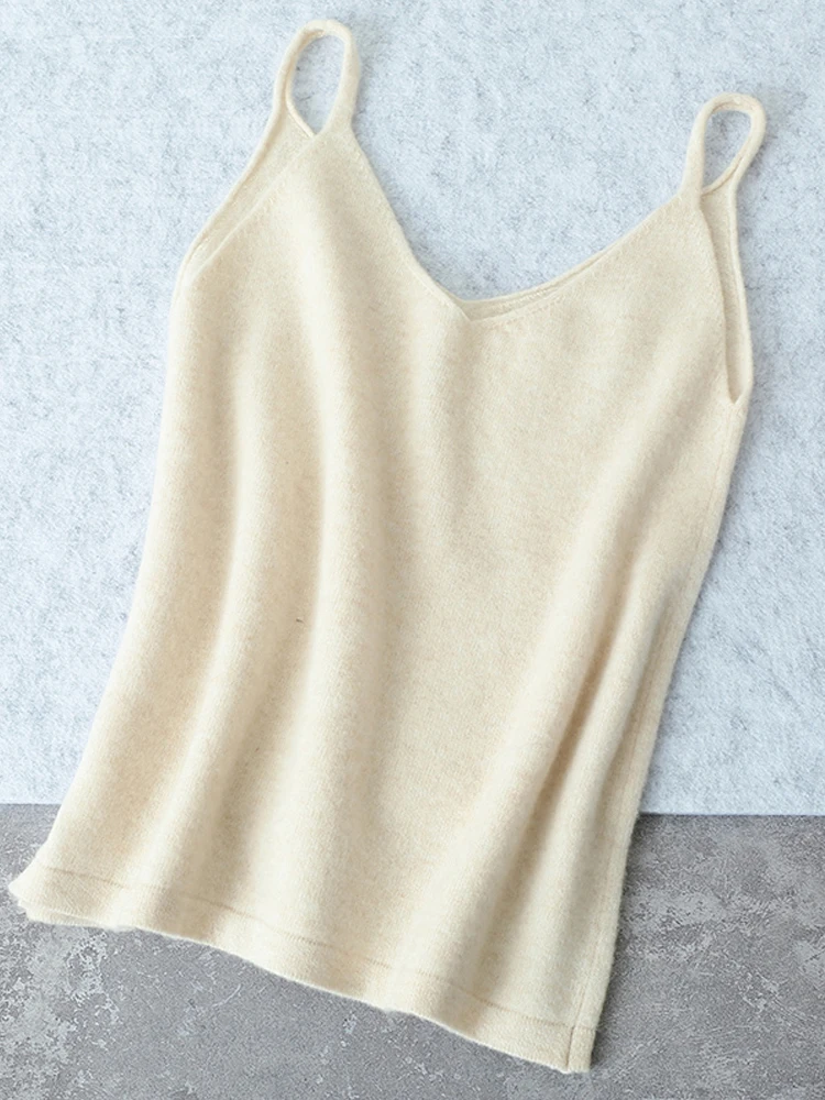 Women Sweater Vest 100% Merino Wool Waistcoat Strappy Sleeveless Sweater Autumn Winter Waistcoat Female Vest Warm V-Neck Clothes