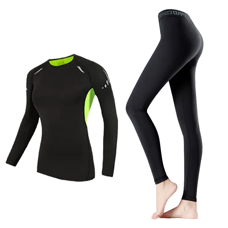 Women's sportswear set, elastic quick-drying basketball tight top, outdoor casual training, fitness and running two-piece set