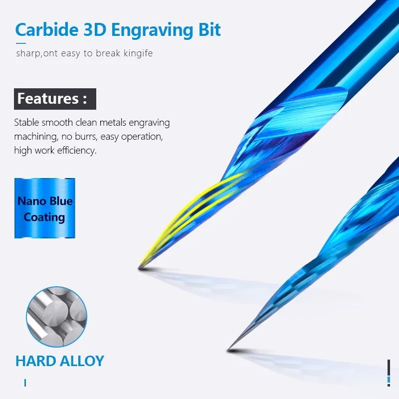 XCAN Engraving Bit CNC Router Bit 1/8inch 4mm 6mm Shank Carbide End Mill Wood Milling Cutter 15-90 Degrees