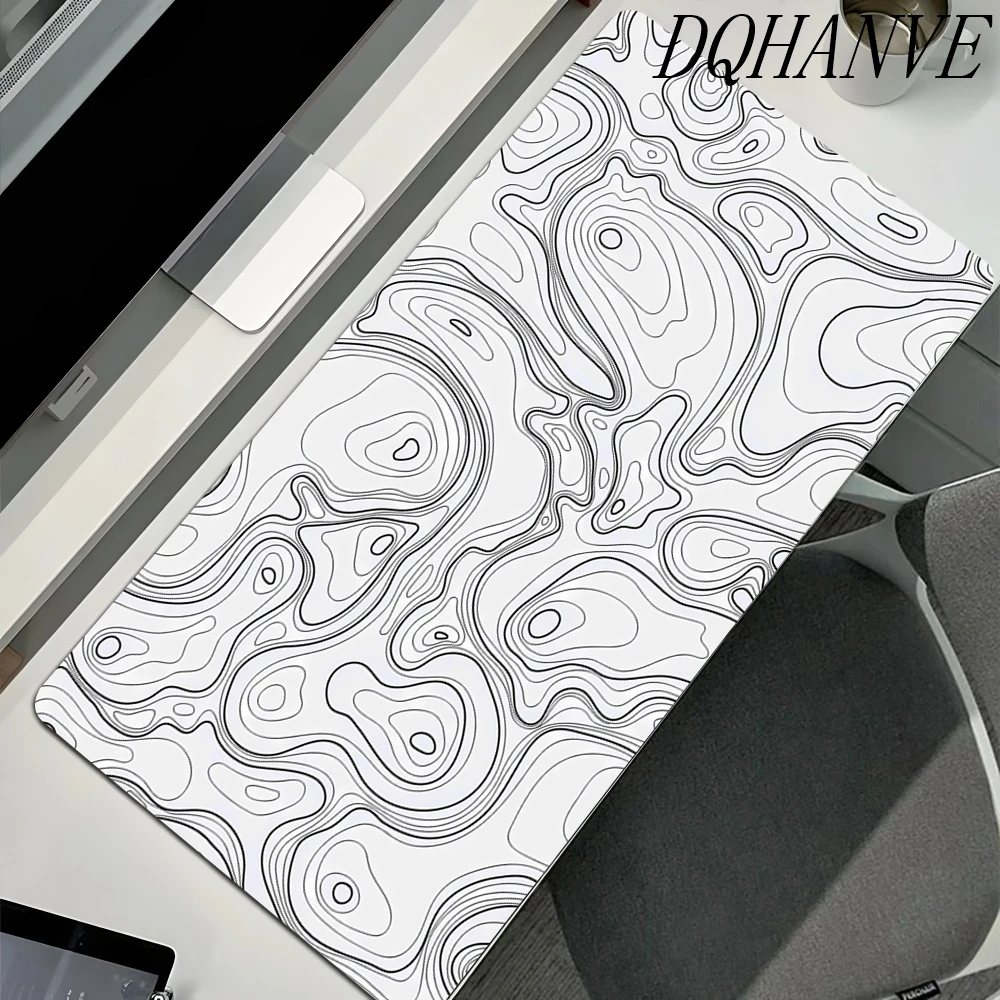 XXL Mousepad Computer Keyboard Pad Mouse Mat Black White Topographic Map Gamer Soft Office Carpet Table Mat Desktop Mouse Pad