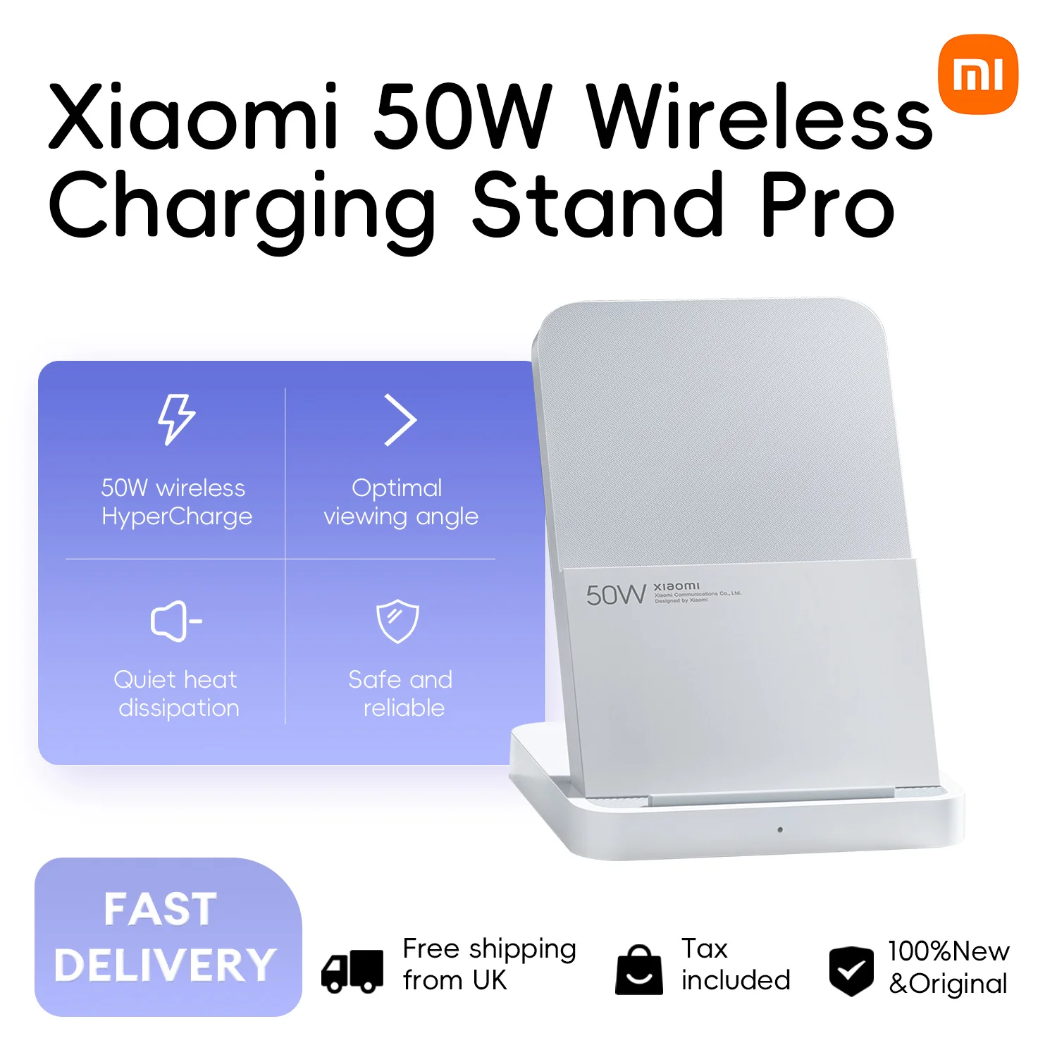 Xiaomi 50W Wireless Charging Stand Pro High-efficiency Fast Charging Highly Compatible Quiet Heat Dissipation Safe and Reliable