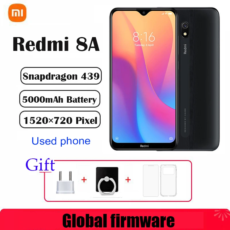 Xiaomi Redmi 8A smartphone 4G 64G Global firmware 5000mAh 6.22inch Snapdargon 439 12MP 18W Facial recognition used phone