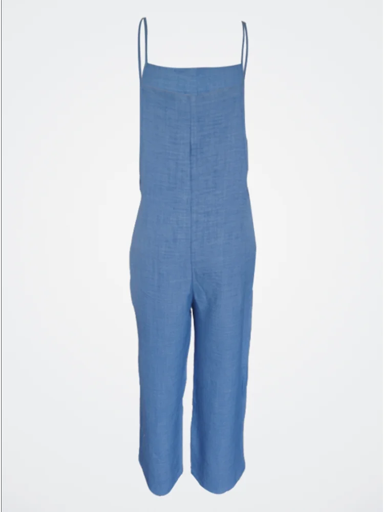Y2K Summer Simple Pocket Strap Jumpsuit Women Sleeveless Fashion Women's Jumpsuit