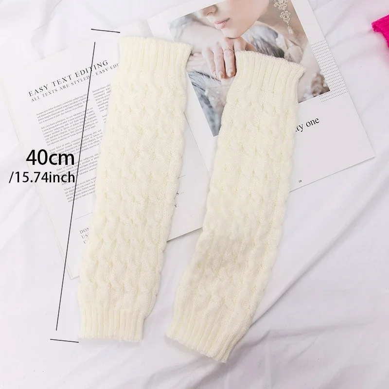 Y2K Women Leg Warmers Japanese Lolita Long Socks Korean Knitted Foot Cover Arm Warmer Autumn Winter Crochet Heap Sock Boot Cuffs