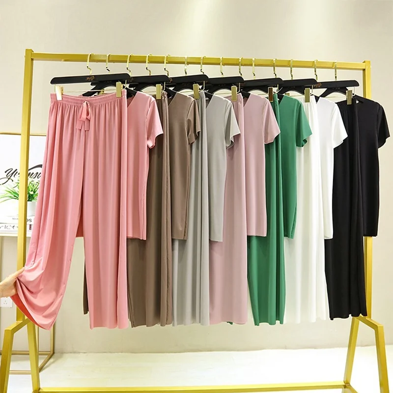 two piece set women top and pants Summer 2 piece sets womens outfits vacation 2025 new collection wide leg pants elegant casual