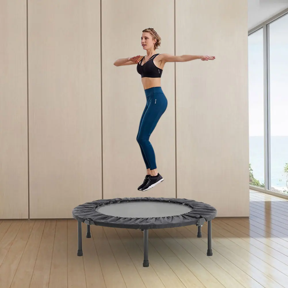 【Breeins】Folding Trampolines Fitness Indoor Exercise Workout Rebounder Sport Trampoline Handle Trampoline for Adults Jumping