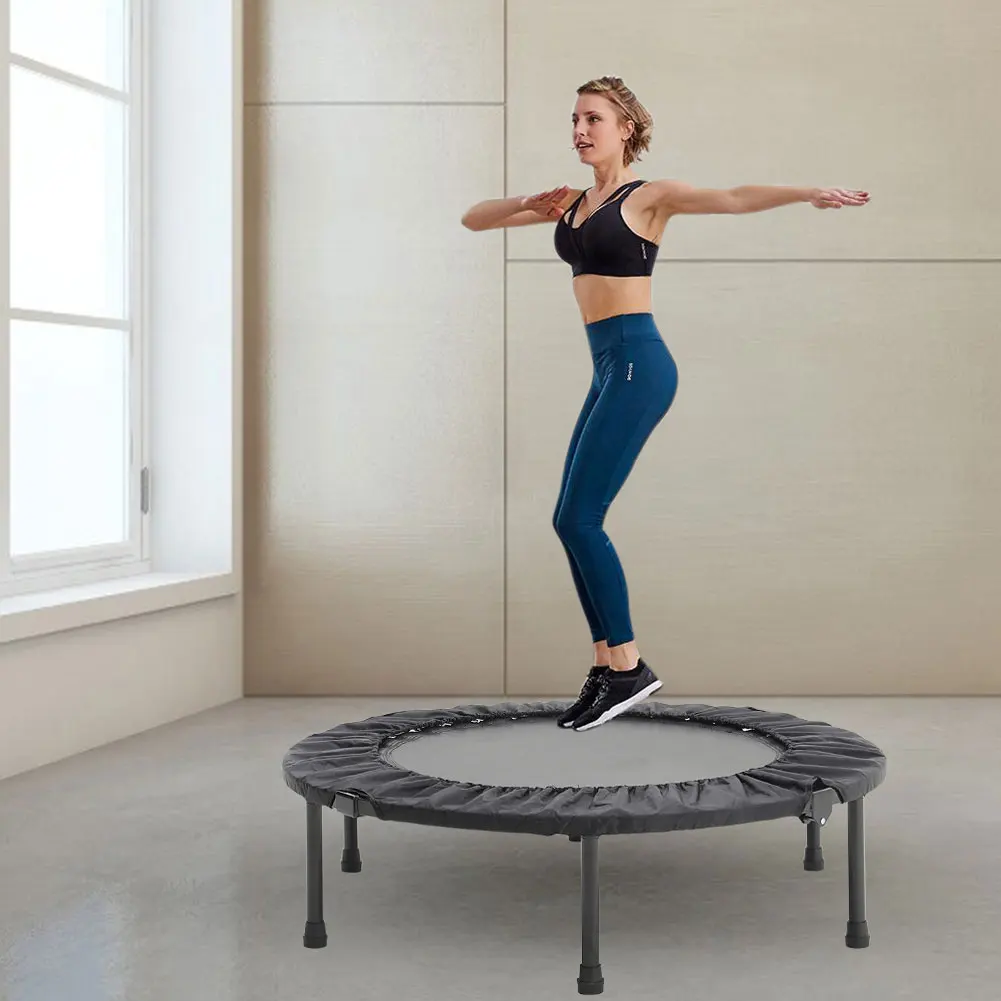 【Breeins】Folding Trampolines Fitness Indoor Exercise Workout Rebounder Sport Trampoline Handle Trampoline for Adults Jumping